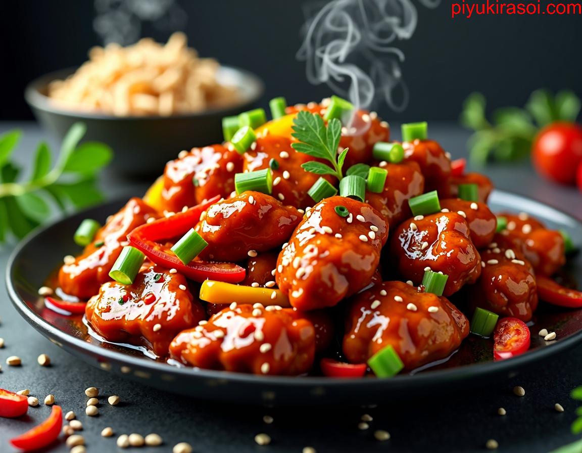 spicy chilly chicken in a plate